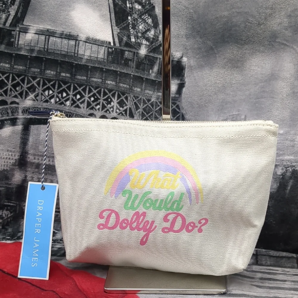 Draper James Cream Pouch with Multicolor Print What Would Dolly Do?